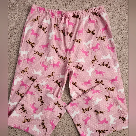 Pink Horse Print Women's Pajama Pants - Picture 3 of 8